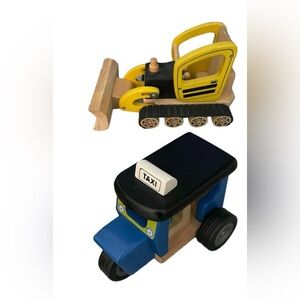 Pottery Barn and Wonderworld Wooden Construction and Taxi Toy Set LNC